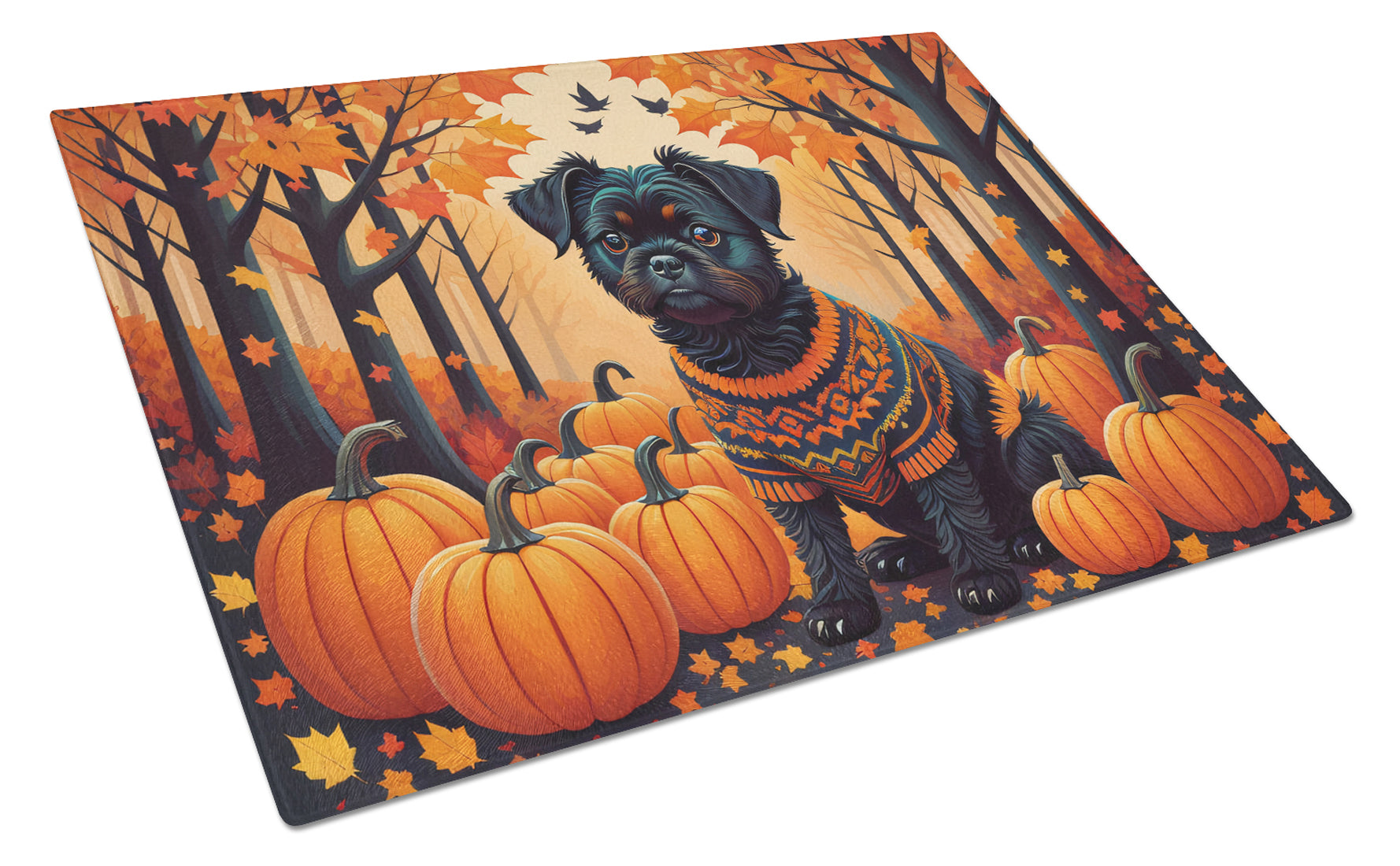 Buy this Affenpinscher Fall Glass Cutting Board Large