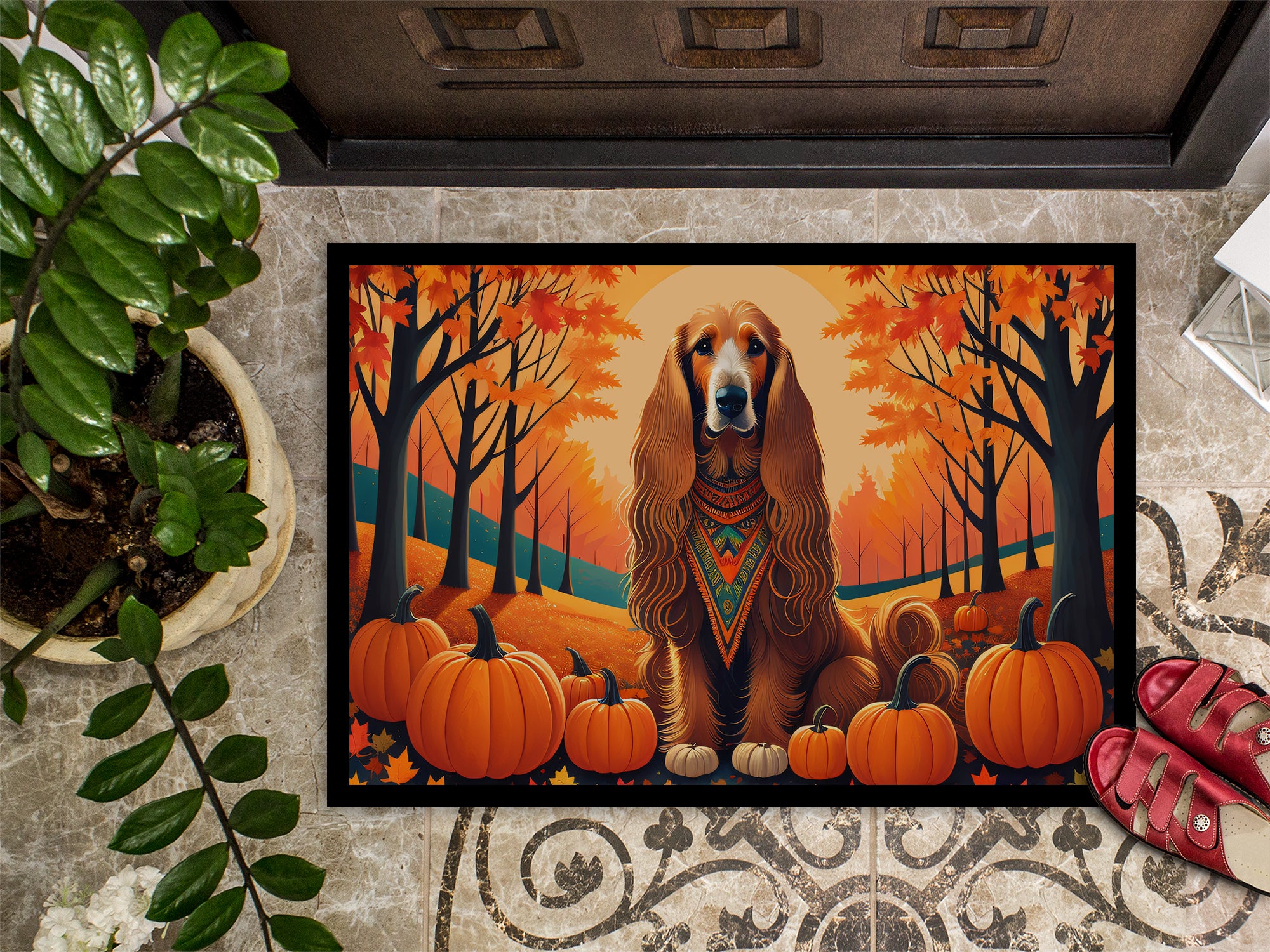 Afghan Hound Fall Indoor or Outdoor Mat 24x36