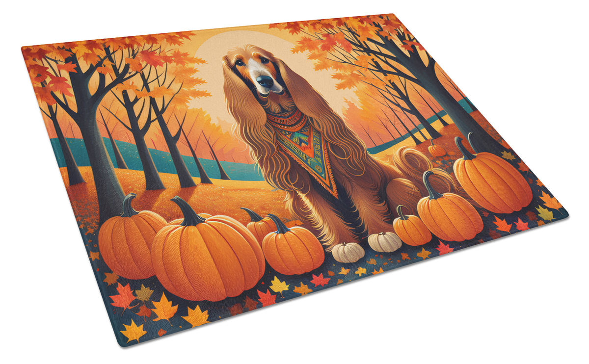 Buy this Afghan Hound Fall Glass Cutting Board Large