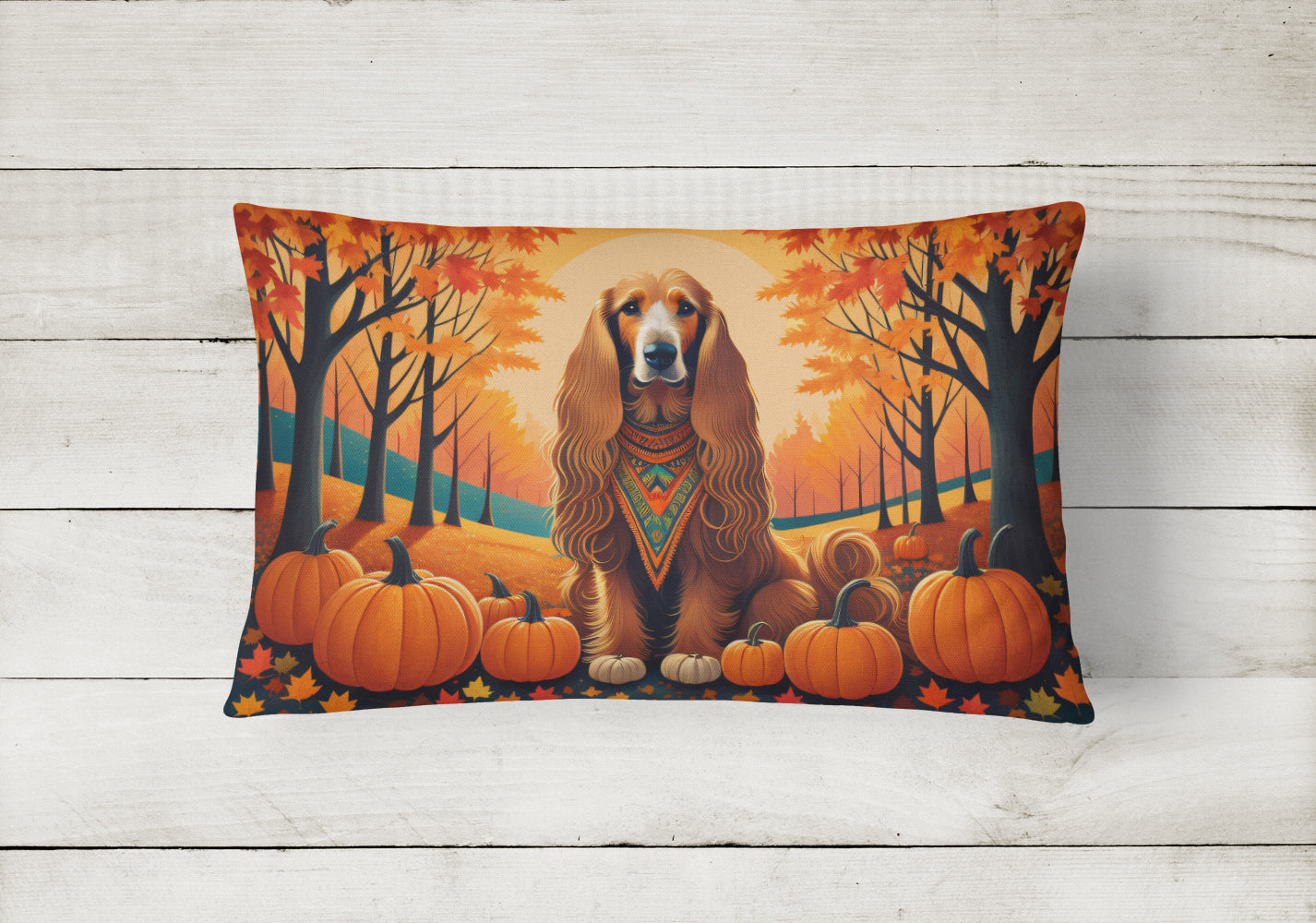 Afghan Hound Fall Fabric Decorative Pillow
