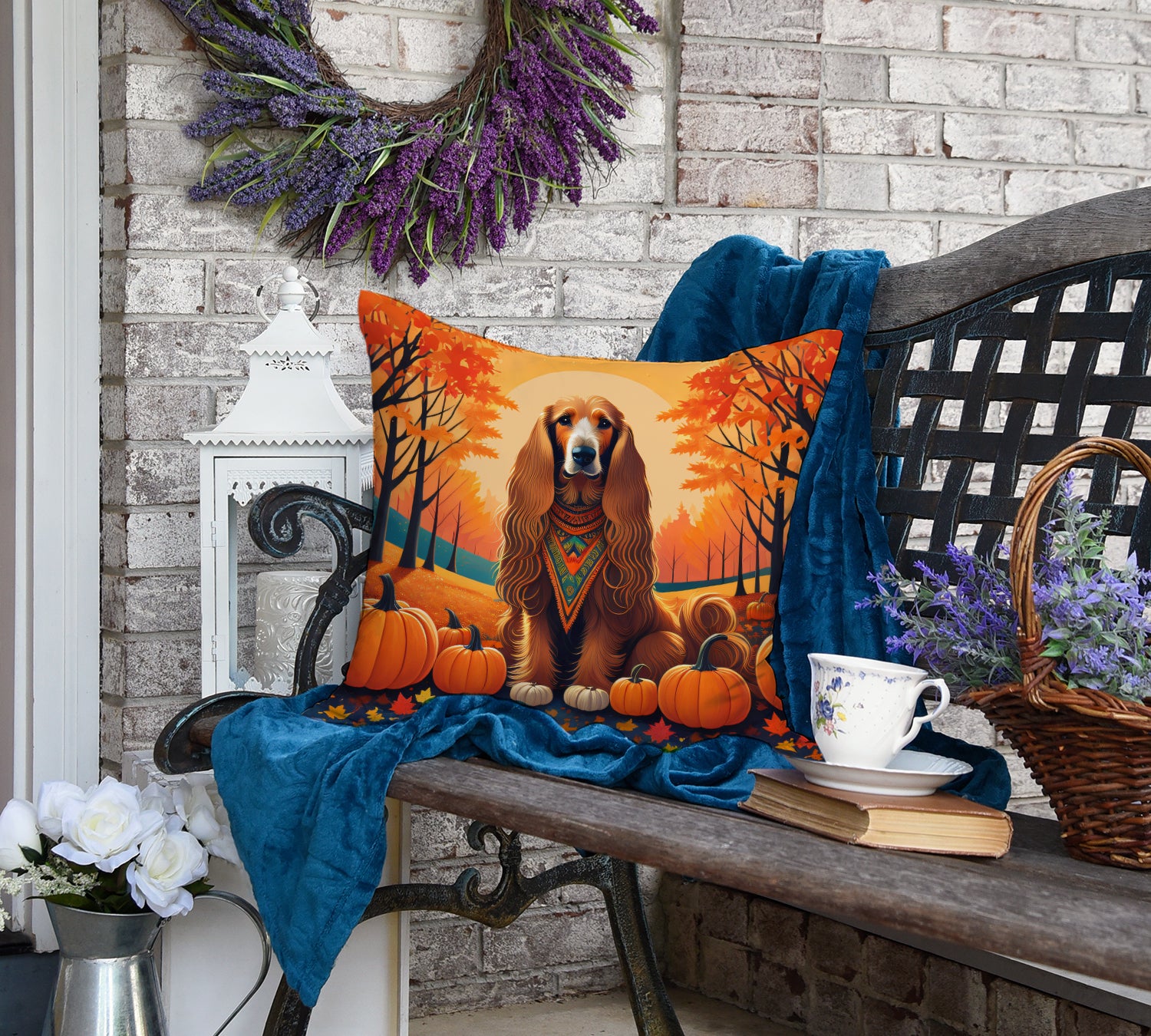 Afghan Hound Fall Fabric Decorative Pillow