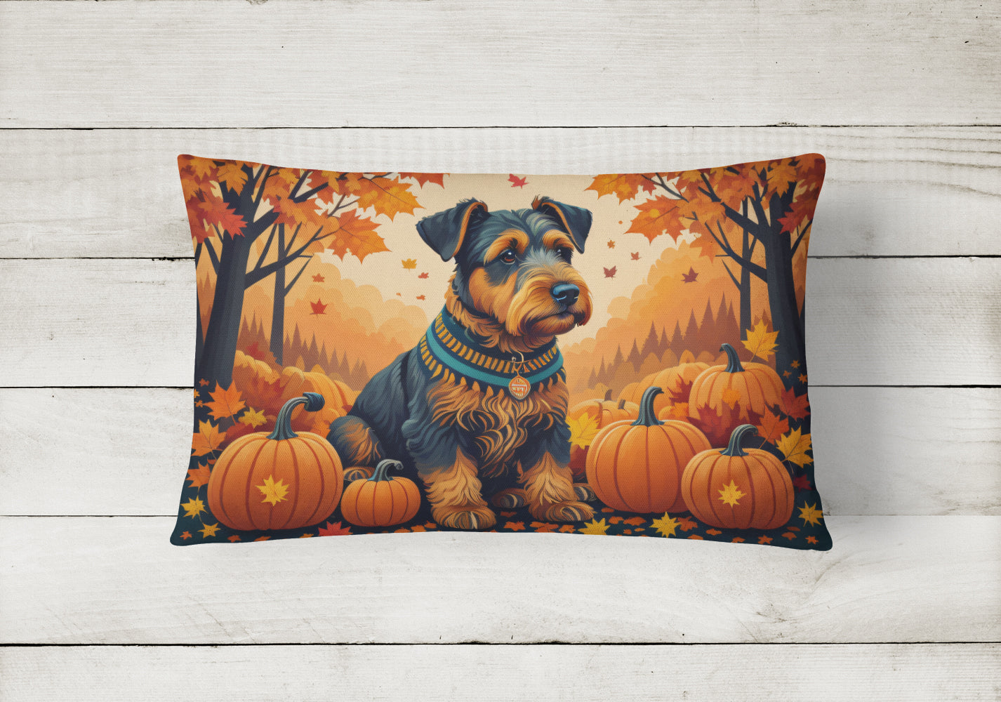 Airedale Terrier Fall Fabric Decorative Pillow