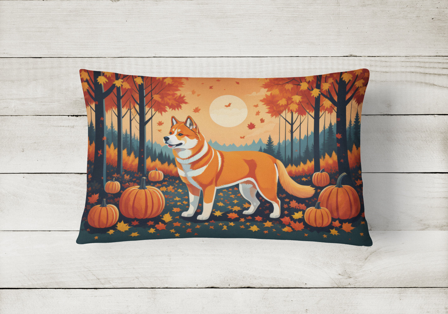Akita Fall Fabric Decorative Pillow