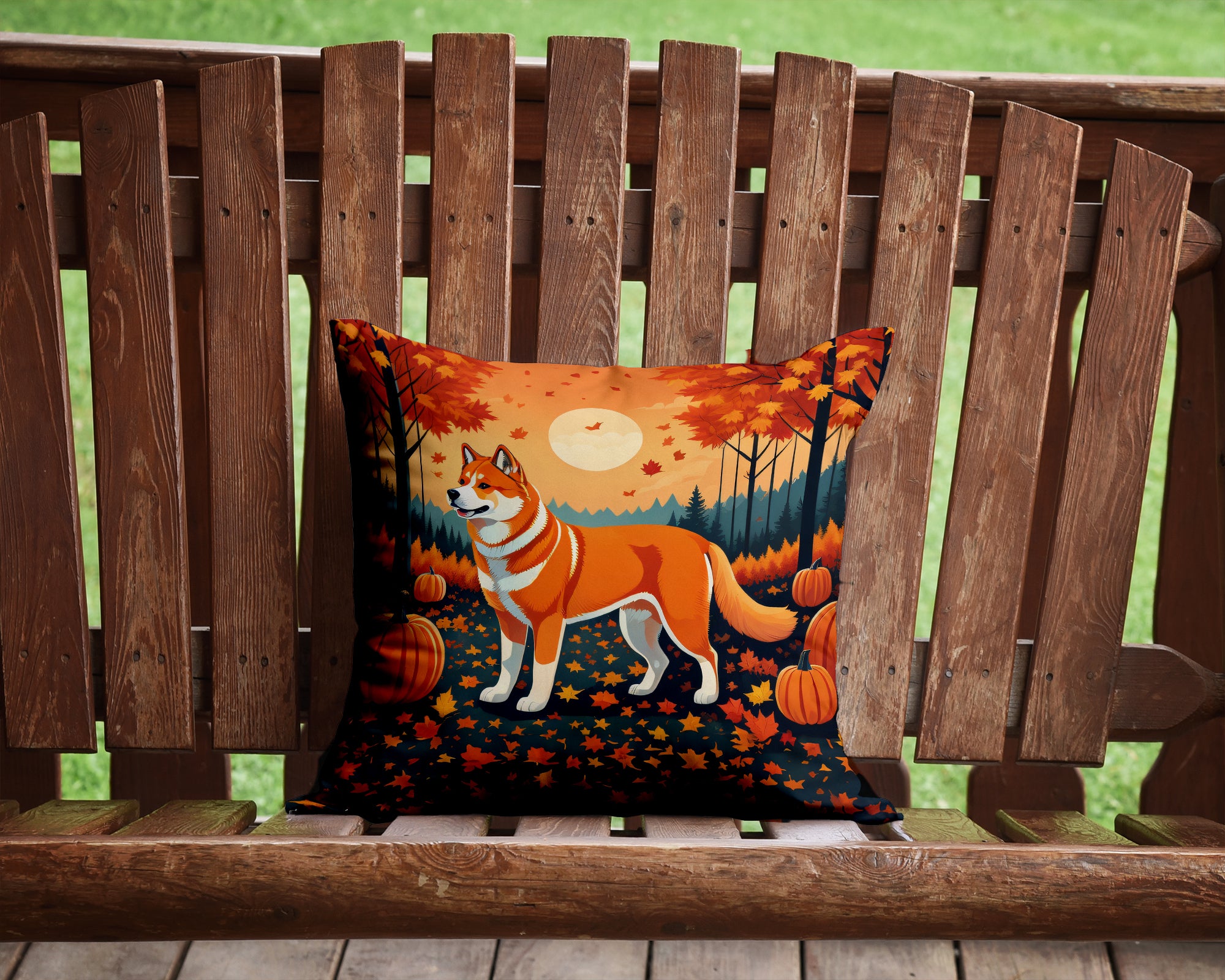 Akita Fall Fabric Decorative Pillow