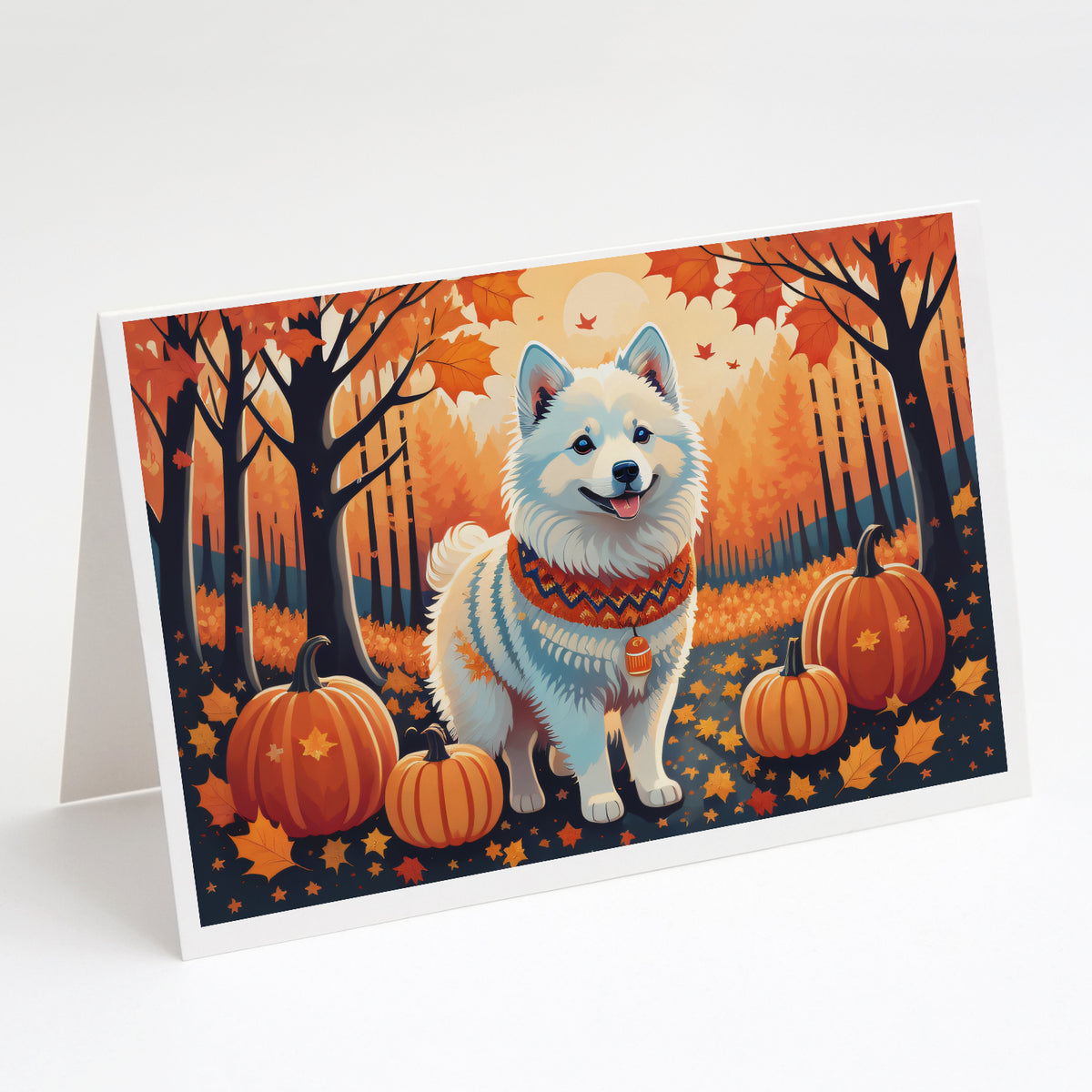 Buy this American Eskimo Fall Greeting Cards and Envelopes Pack of 8