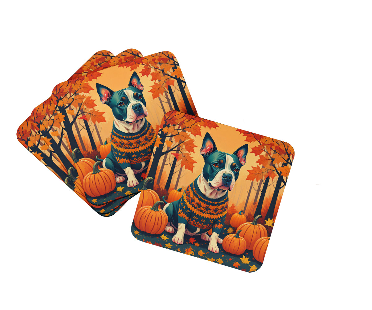 Buy this Pit Bull Terrier Fall Foam Coaster Set of 4