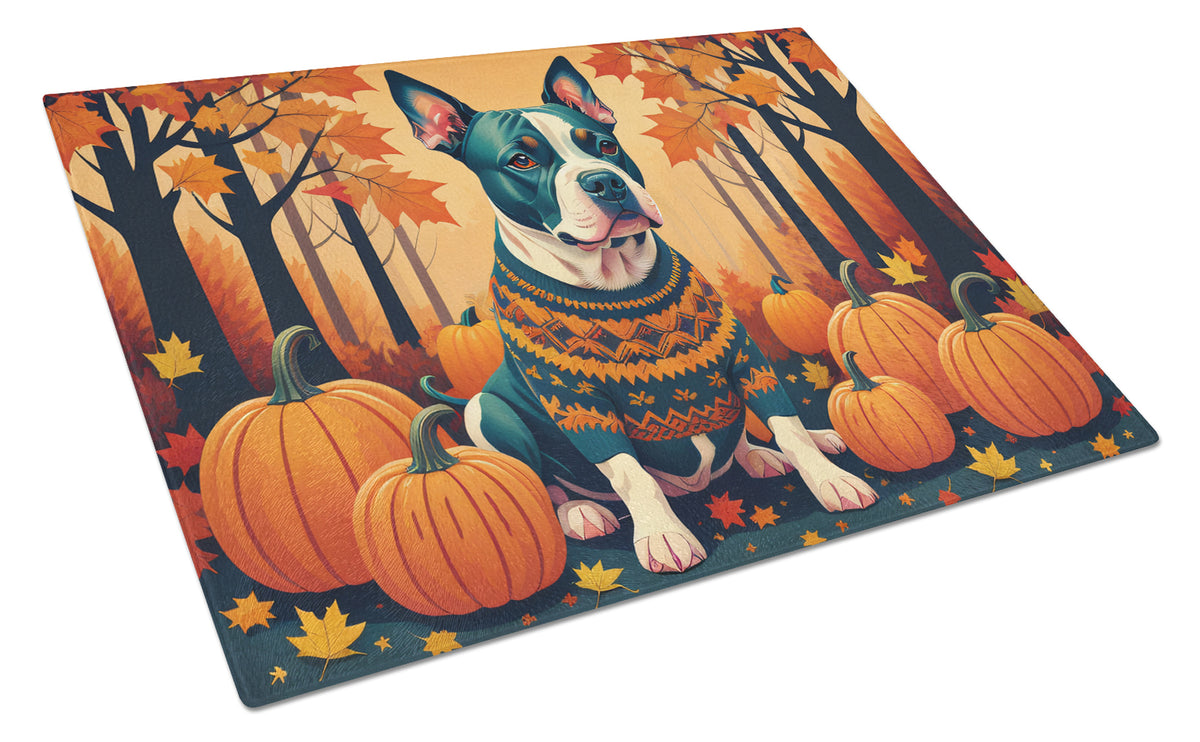 Buy this Pit Bull Terrier Fall Glass Cutting Board Large
