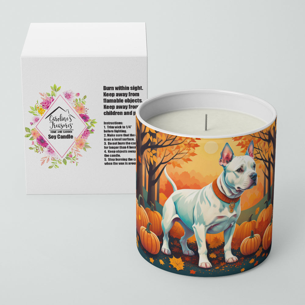 White Pit Bull Terrier Fall Decorative Soy Candle