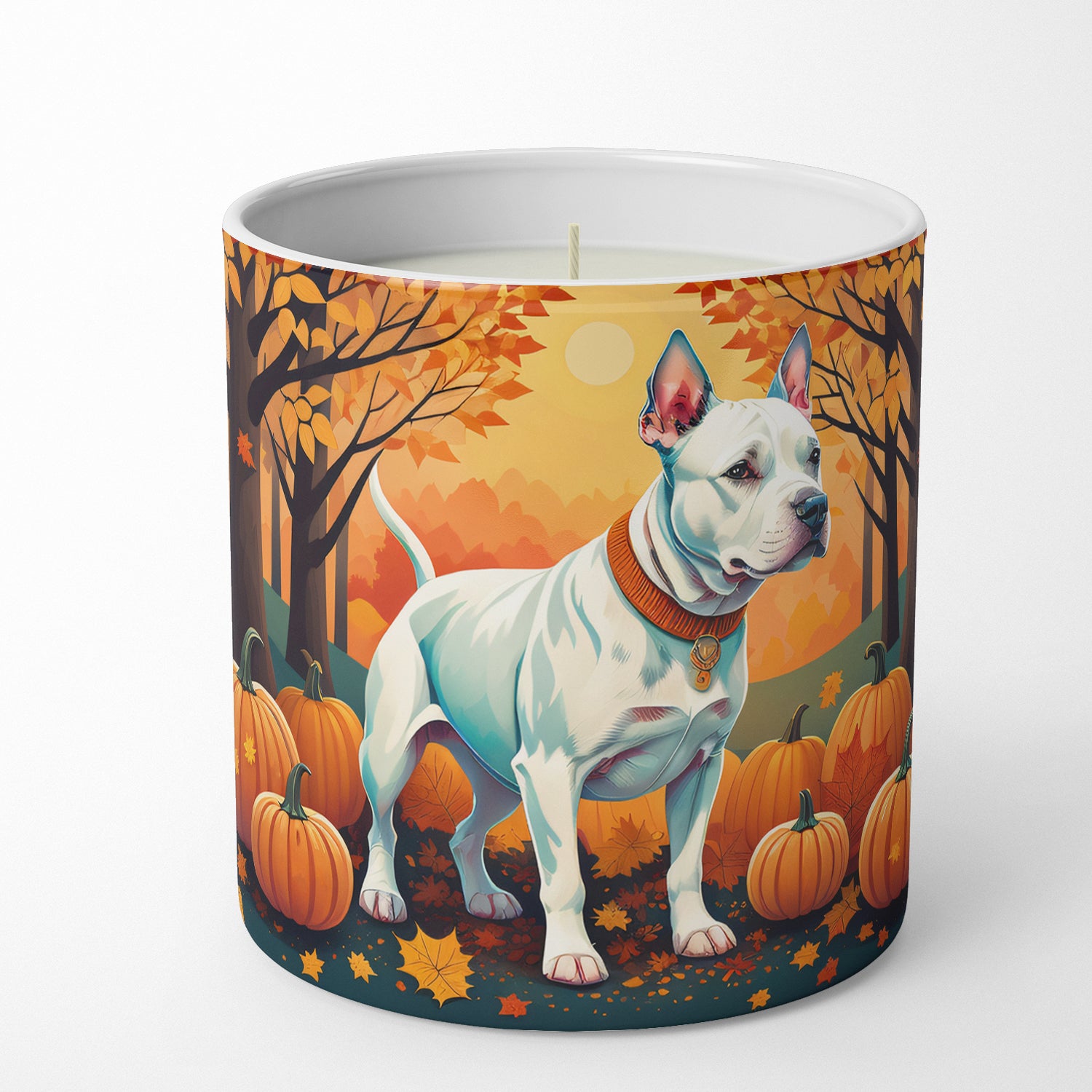 Buy this White Pit Bull Terrier Fall Decorative Soy Candle