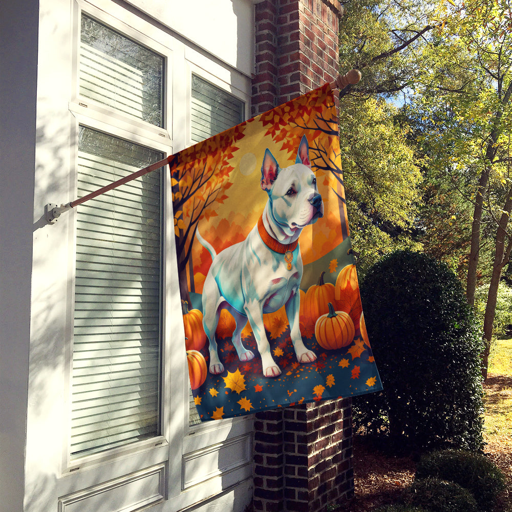 White Pit Bull Terrier Fall House Flag