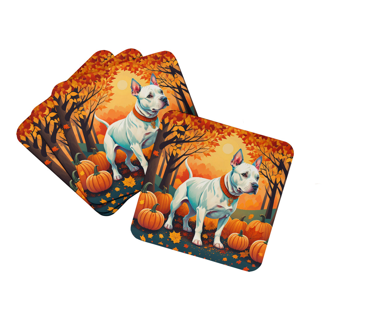 Buy this White Pit Bull Terrier Fall Foam Coaster Set of 4