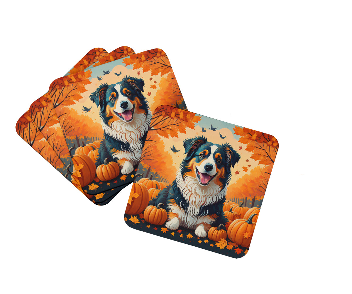 Buy this Australian Shepherd Terrier Fall Foam Coaster Set of 4