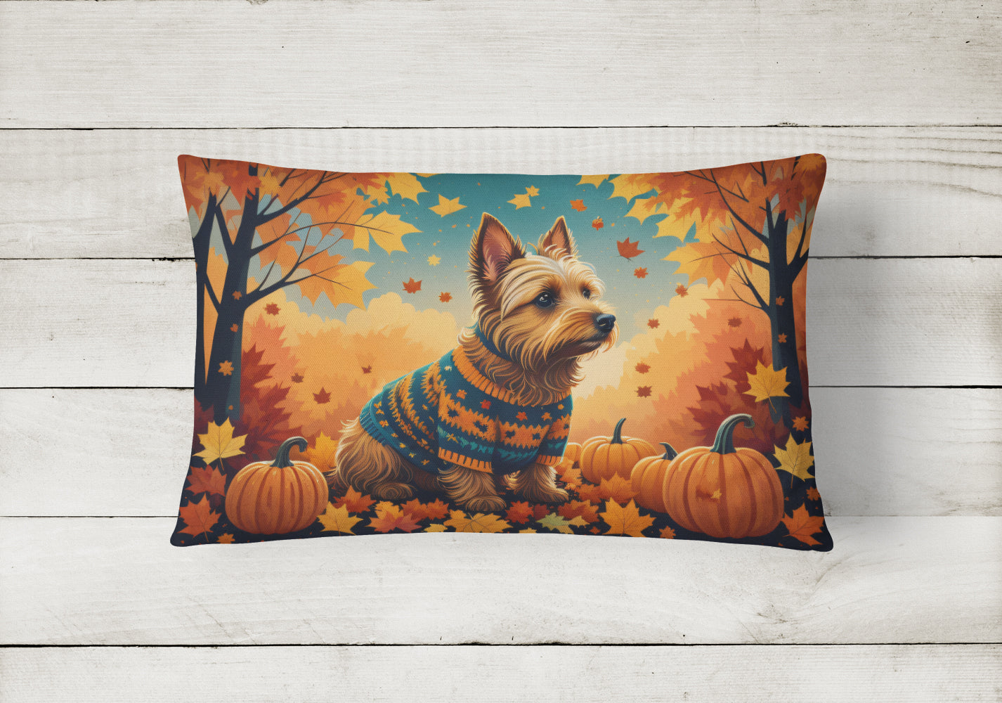 Australian Terrier Terrier Fall Fabric Decorative Pillow