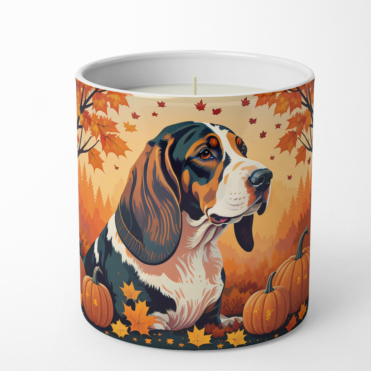 Buy this Basset Hound Fall Decorative Soy Candle