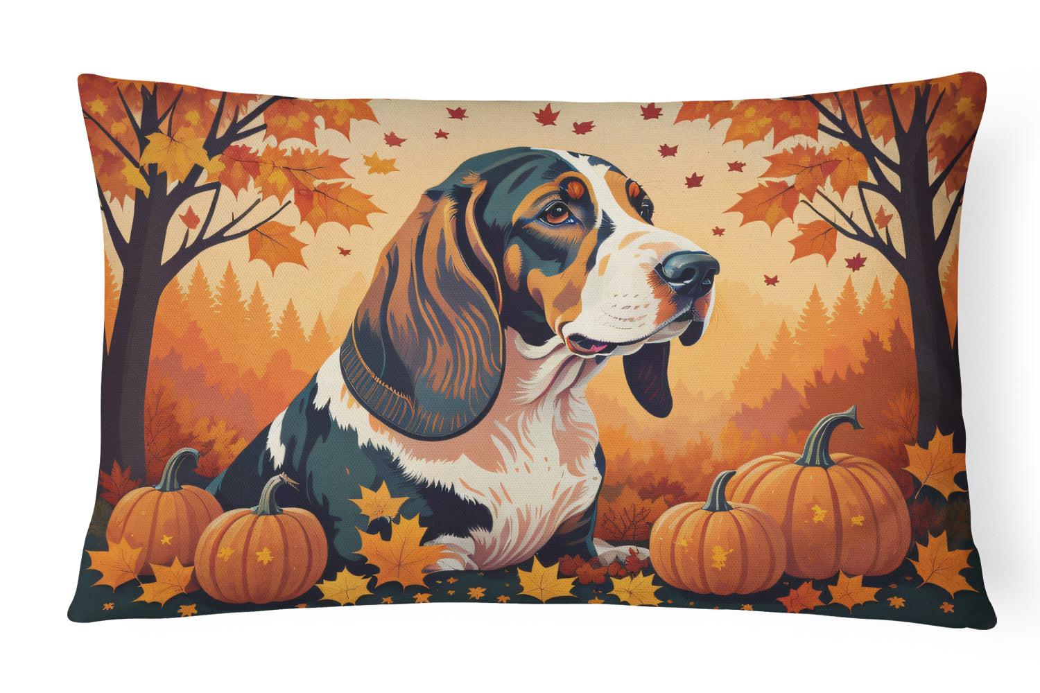 Buy this Basset Hound Fall Fabric Decorative Pillow