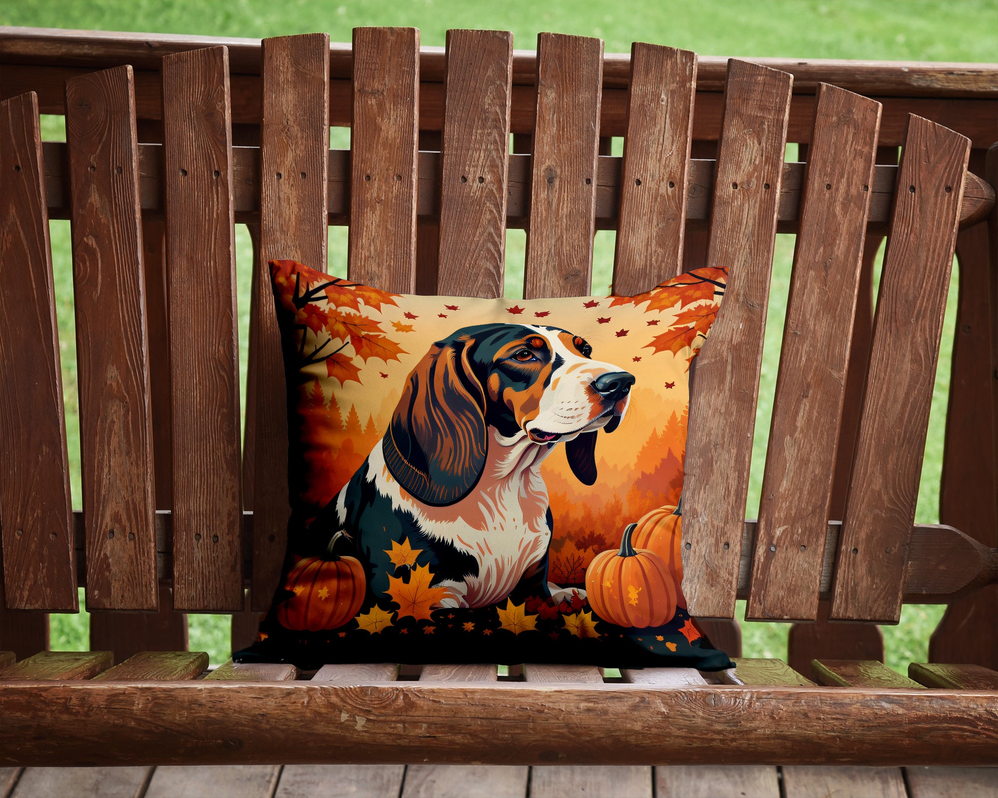 Buy this Basset Hound Fall Fabric Decorative Pillow