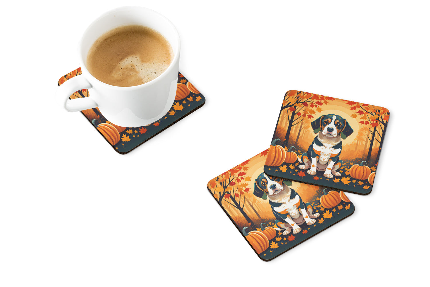 Buy this Beagle Fall Foam Coaster Set of 4