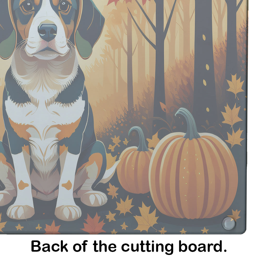 Beagle Fall Glass Cutting Board Large