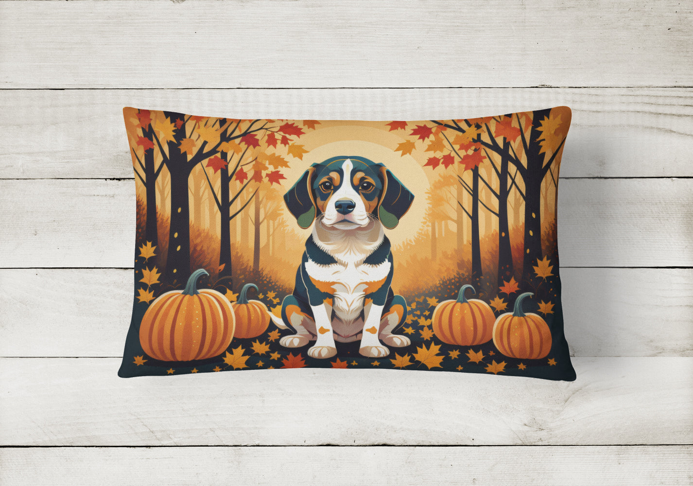 Beagle Fall Fabric Decorative Pillow