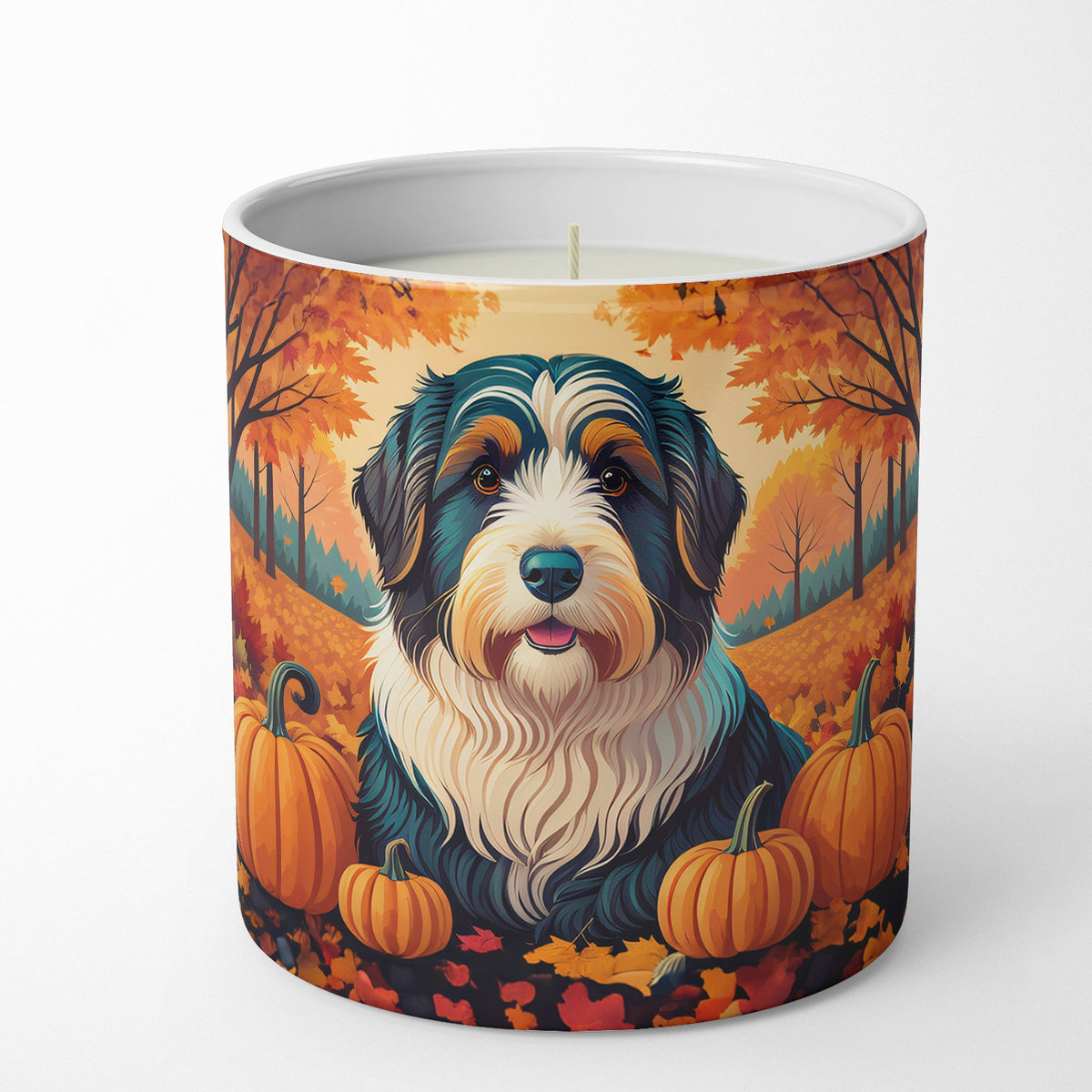 Buy this Bearded Collie Fall Decorative Soy Candle