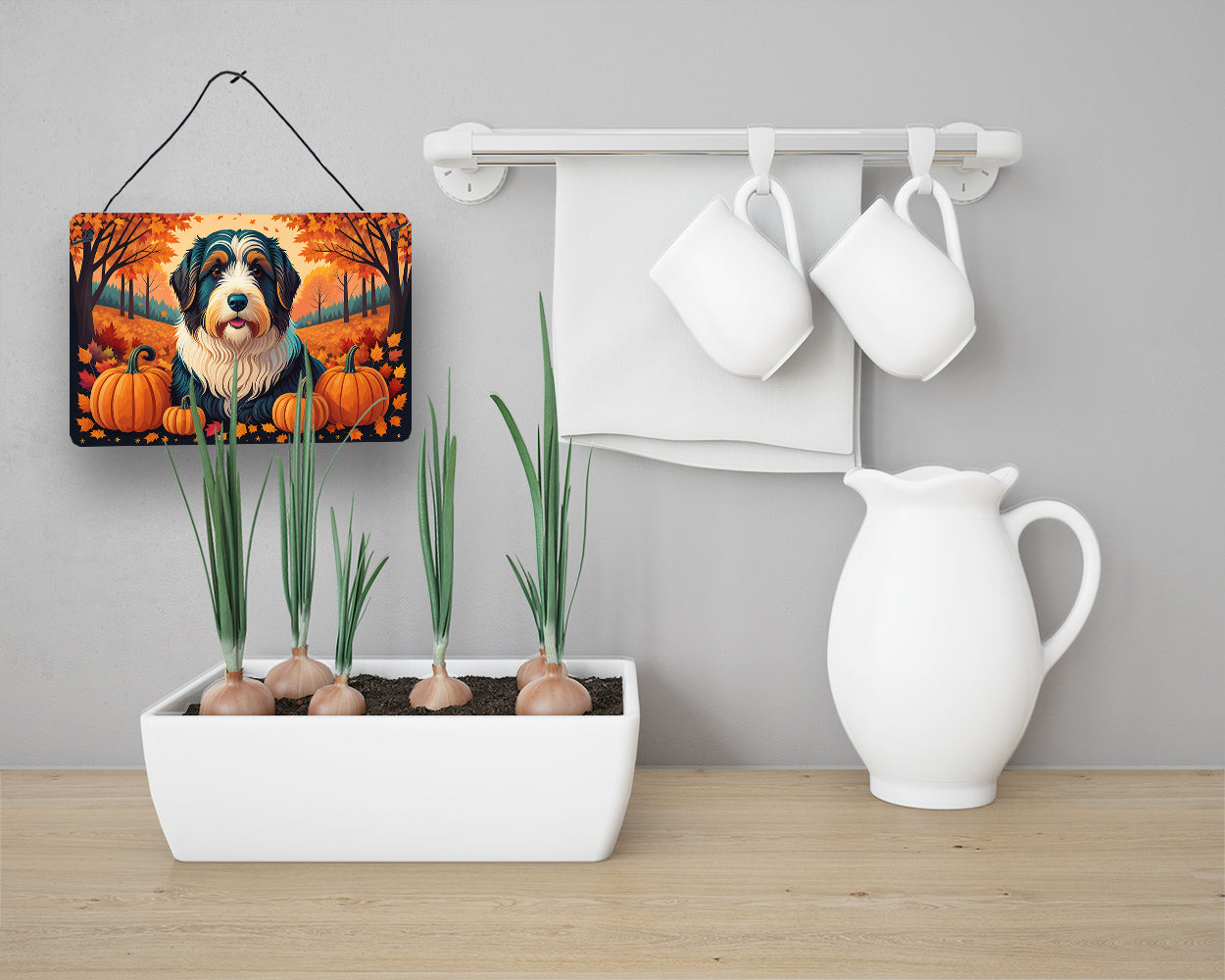 Bearded Collie Fall Wall or Door Hanging Prints