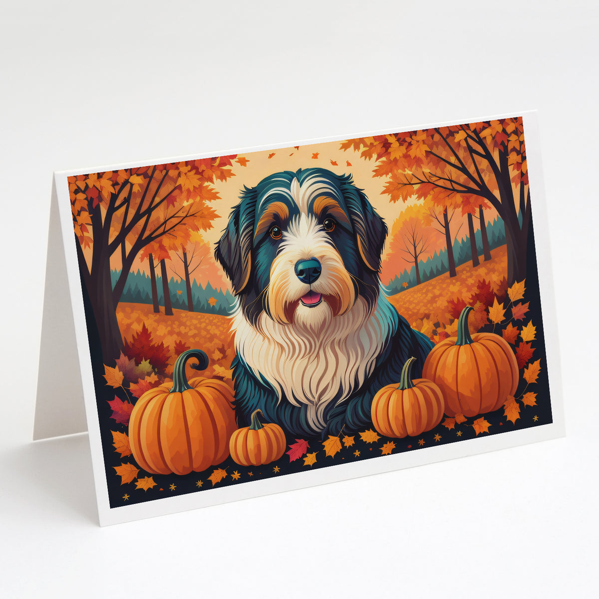 Buy this Bearded Collie Fall Greeting Cards and Envelopes Pack of 8
