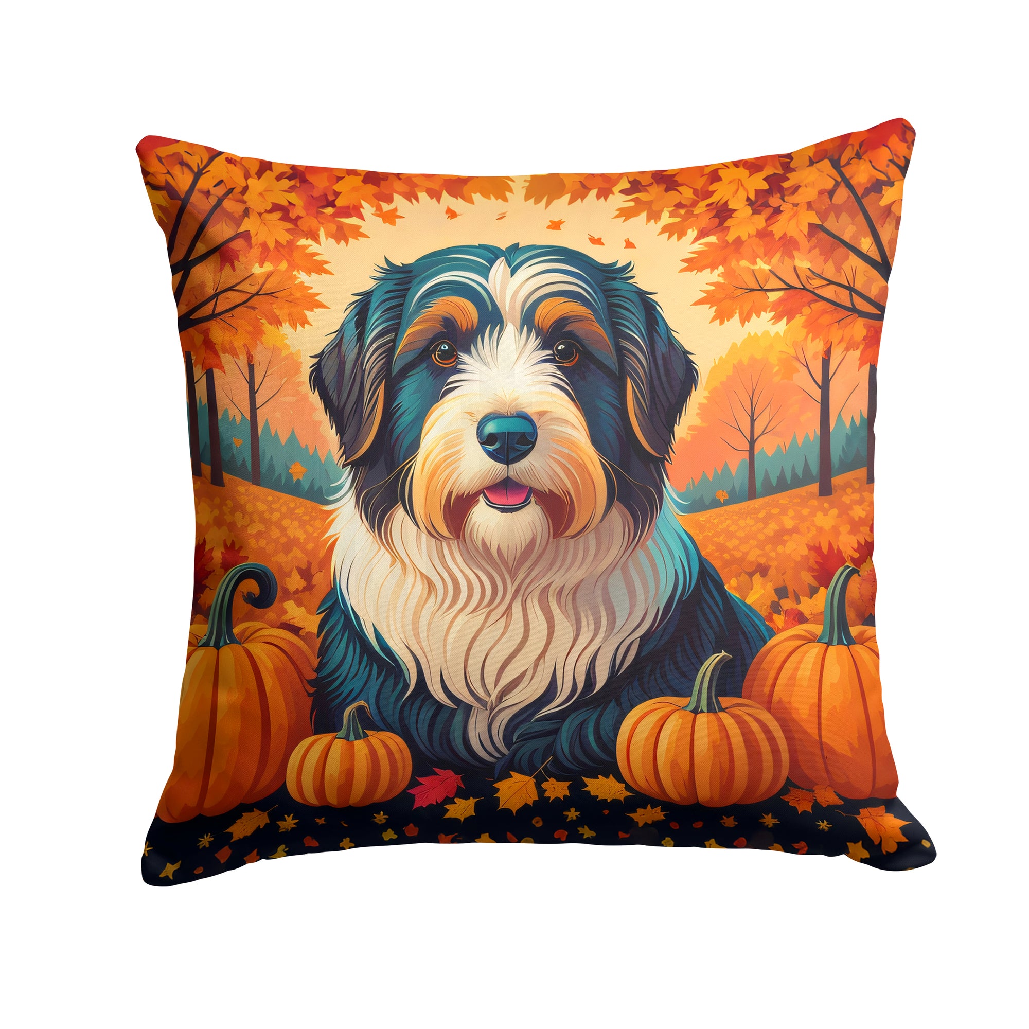 Buy this Bearded Collie Fall Fabric Decorative Pillow