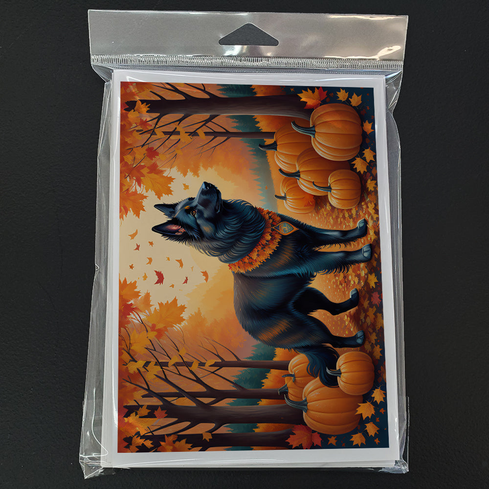 Belgian Sheepdog Fall Greeting Cards and Envelopes Pack of 8