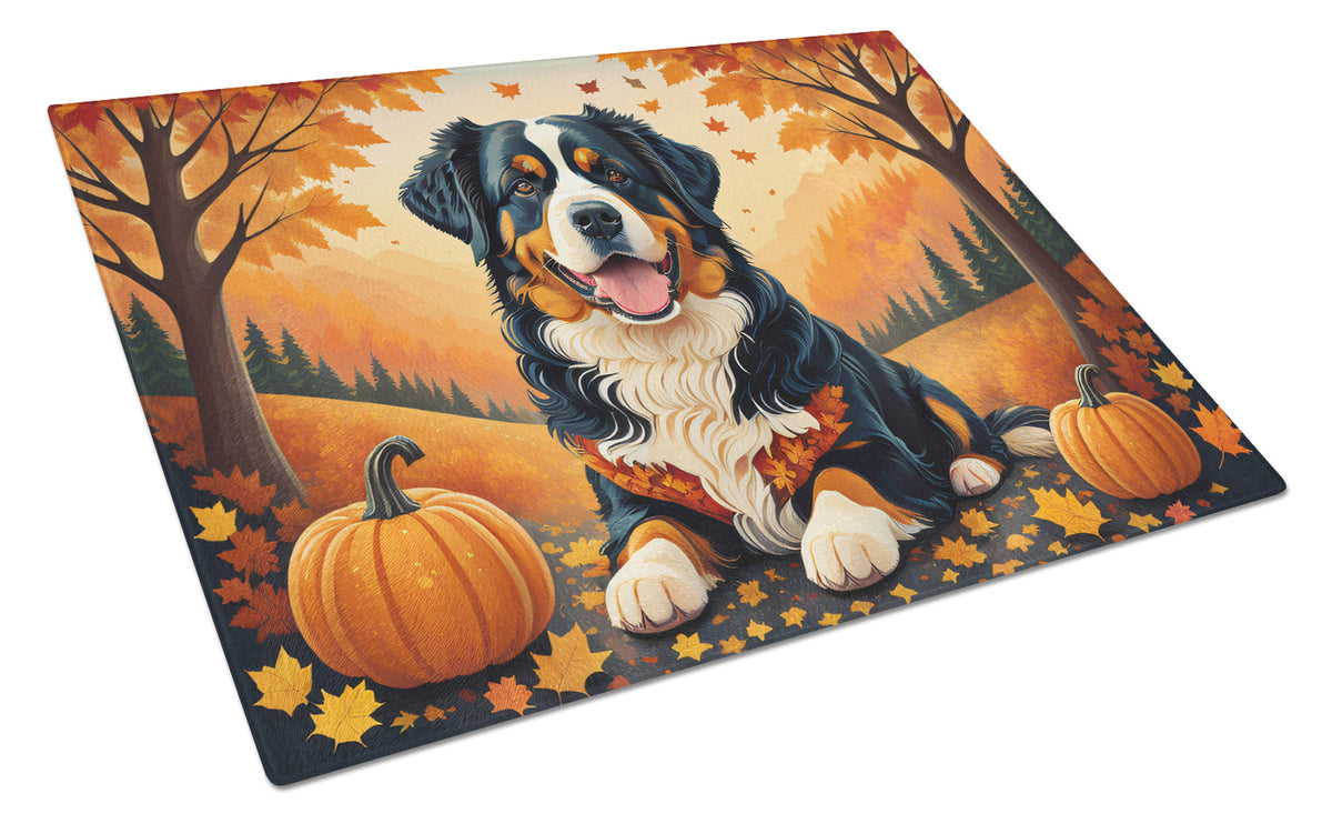Buy this Bernese Mountain Dog Fall Glass Cutting Board Large