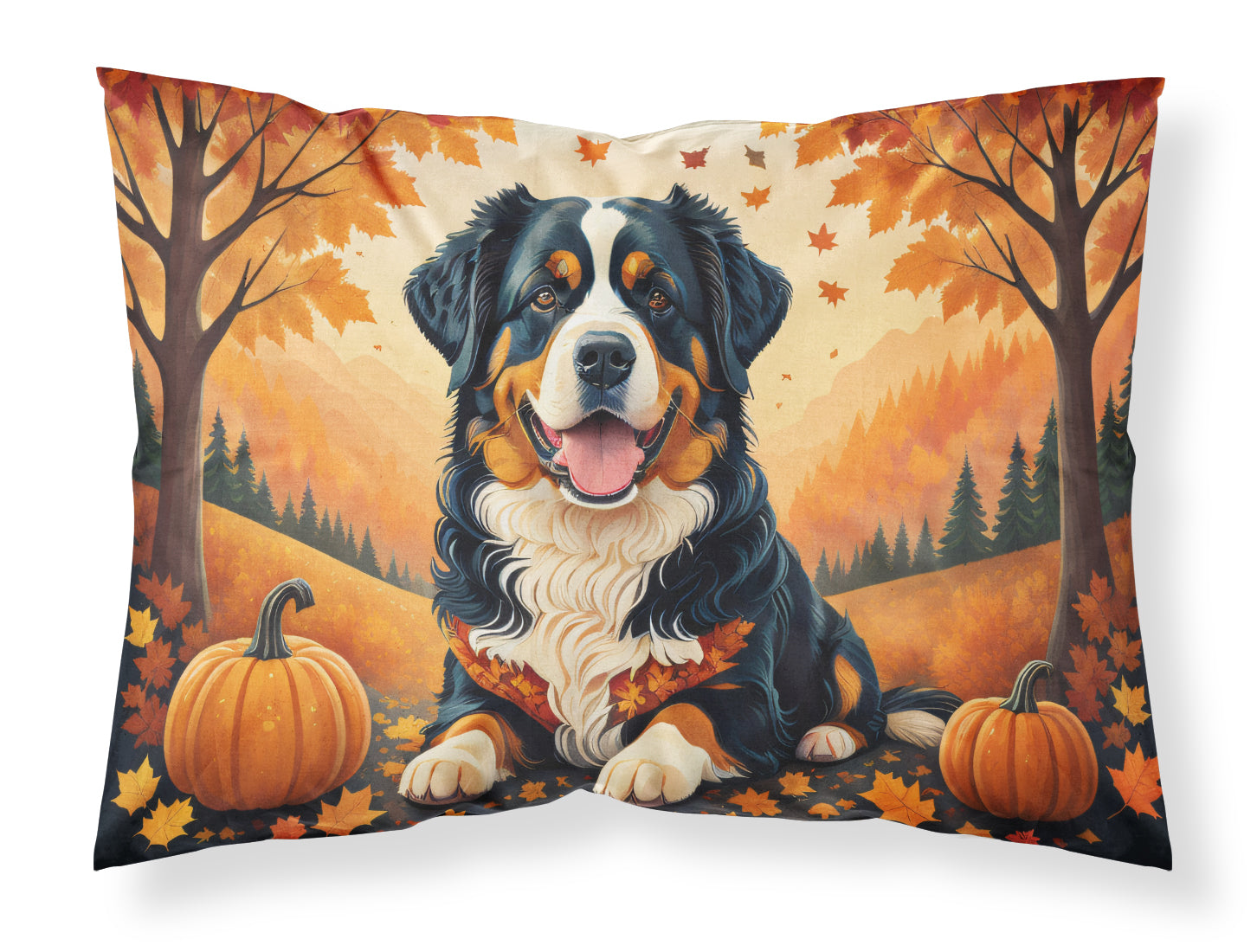Buy this Bernese Mountain Dog Fall Fabric Standard Pillowcase