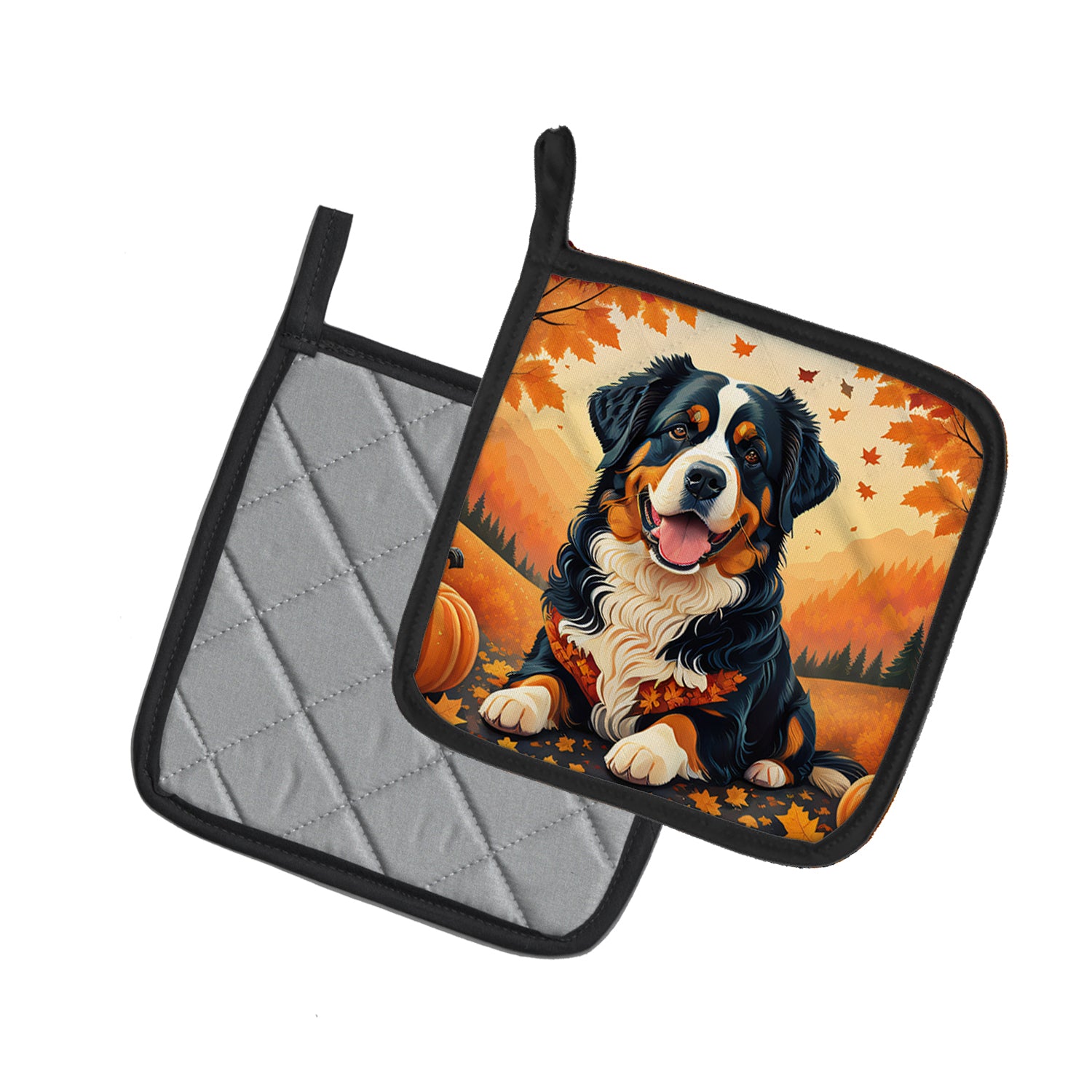 Buy this Bernese Mountain Dog Fall Pair of Pot Holders