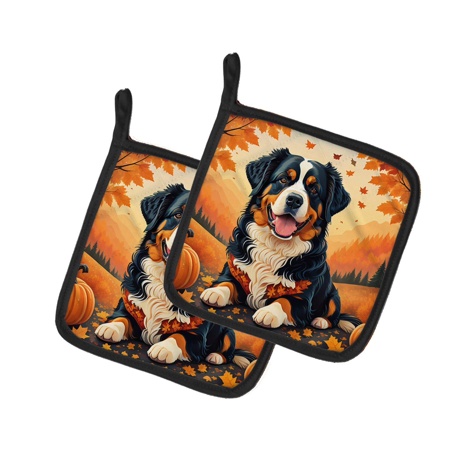 Buy this Bernese Mountain Dog Fall Pair of Pot Holders