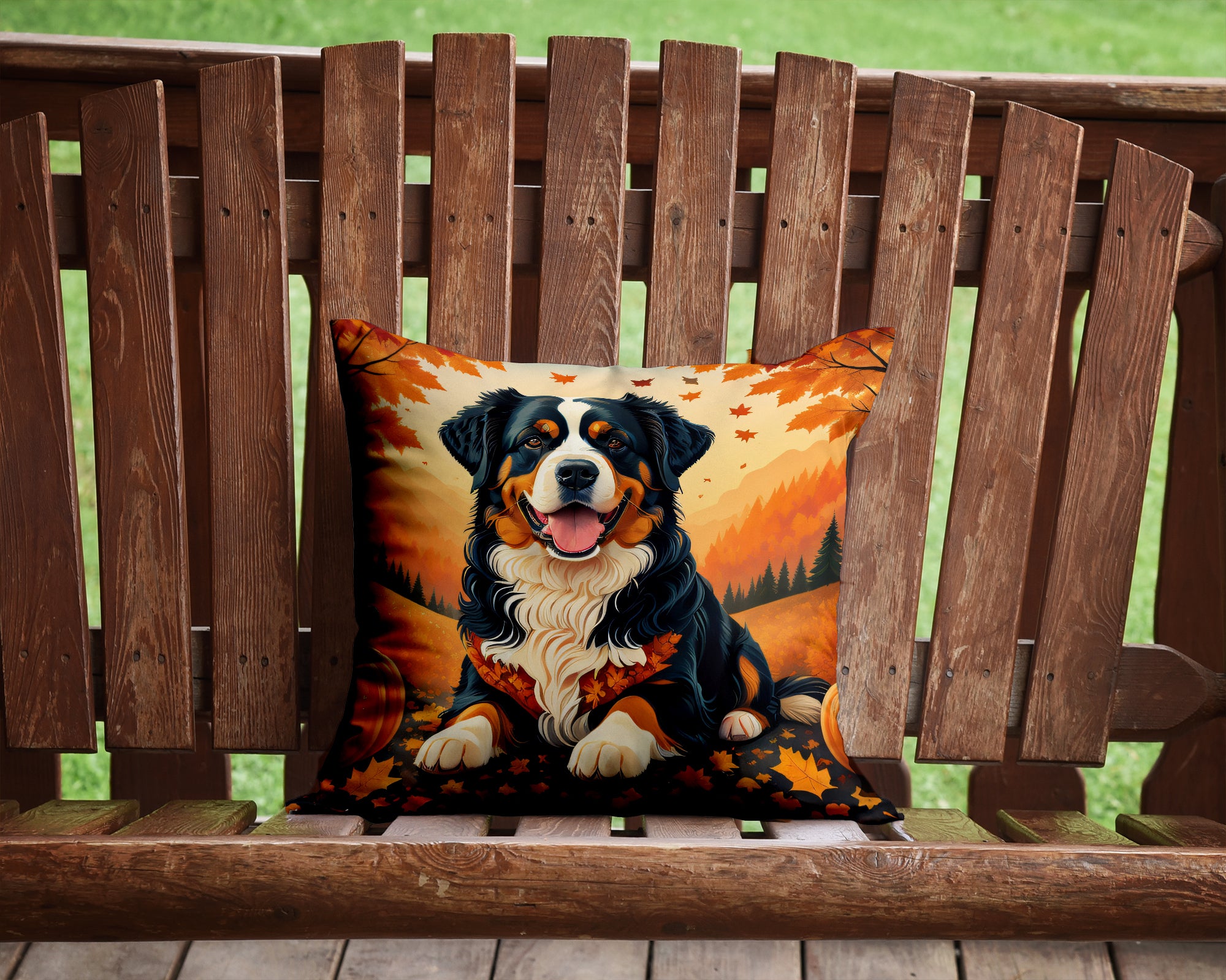 Buy this Bernese Mountain Dog Fall Fabric Decorative Pillow