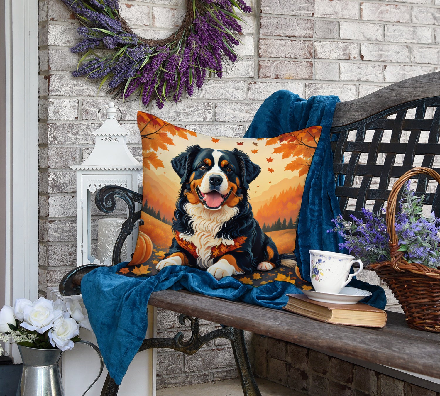 Buy this Bernese Mountain Dog Fall Fabric Decorative Pillow