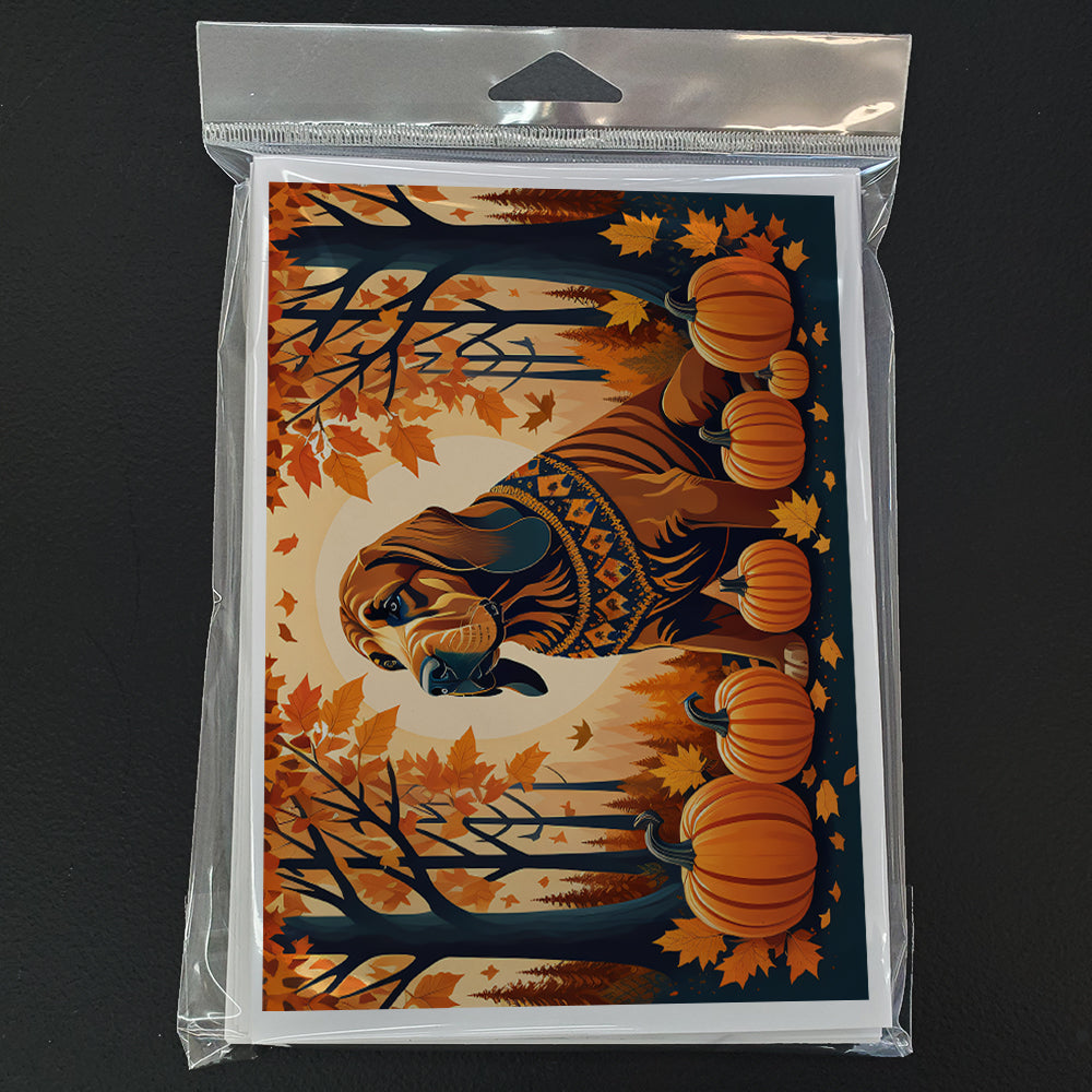 Bloodhound Fall Greeting Cards and Envelopes Pack of 8