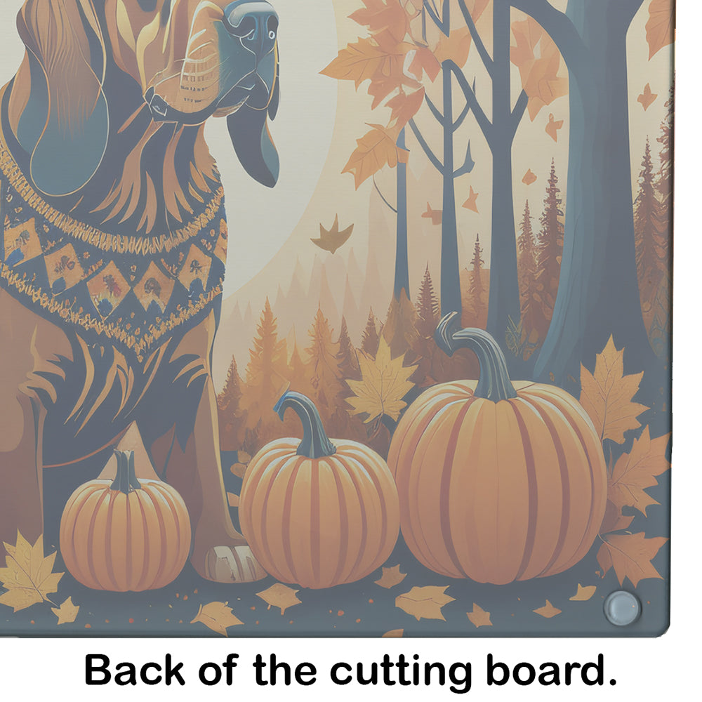 Bloodhound Fall Glass Cutting Board Large