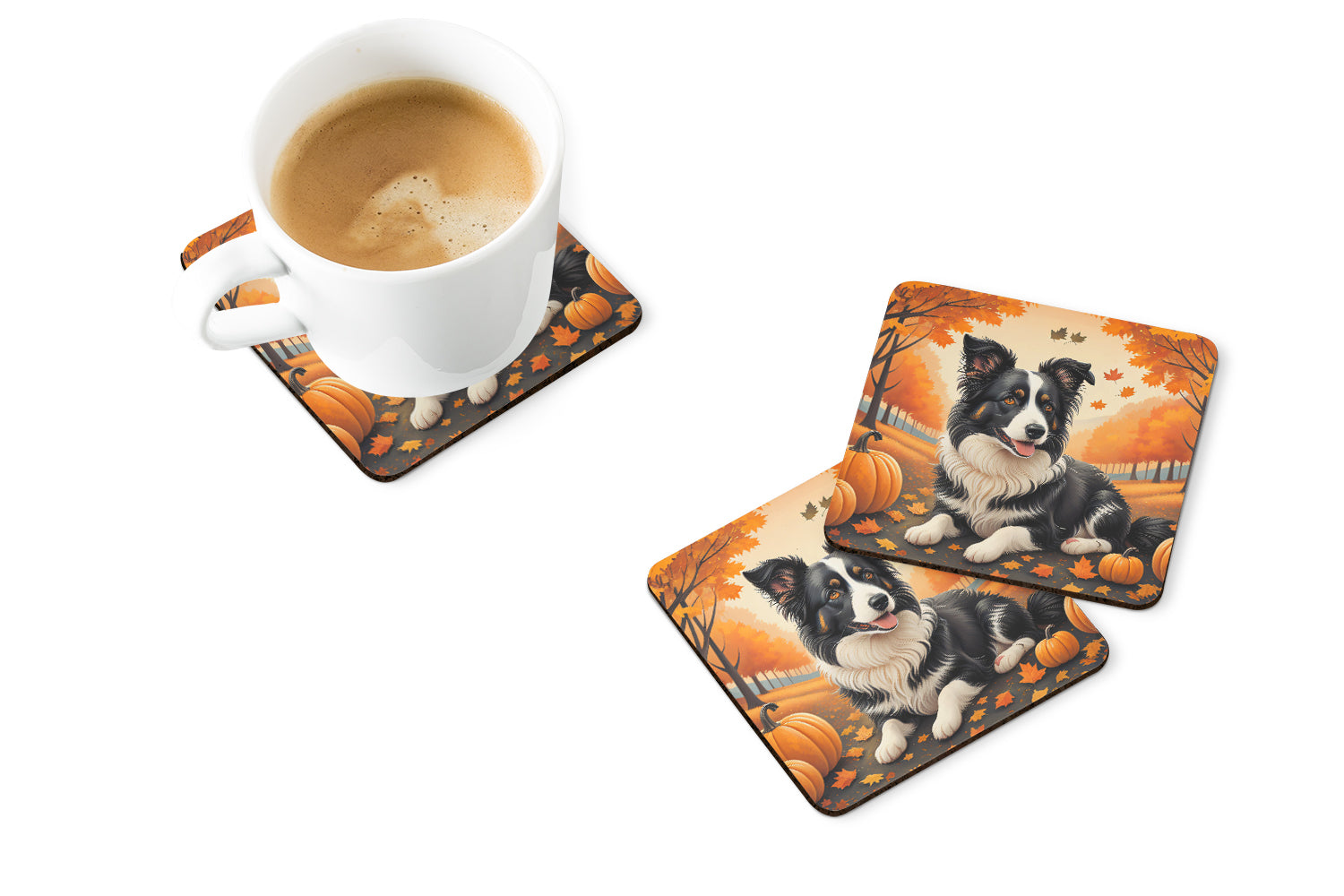 Buy this Border Collie Fall Foam Coaster Set of 4