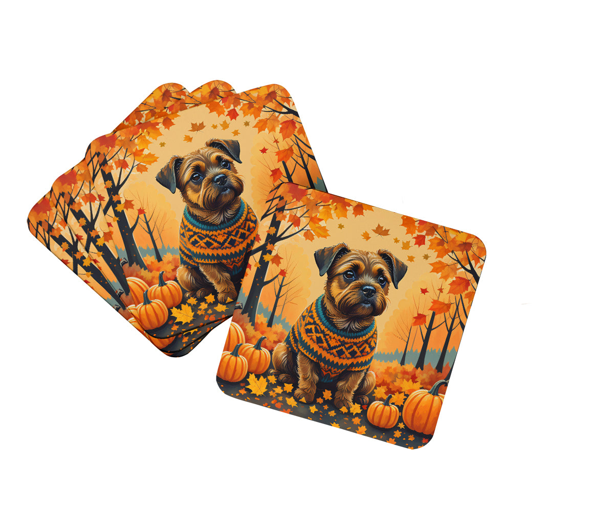 Buy this Border Terrier Fall Foam Coaster Set of 4