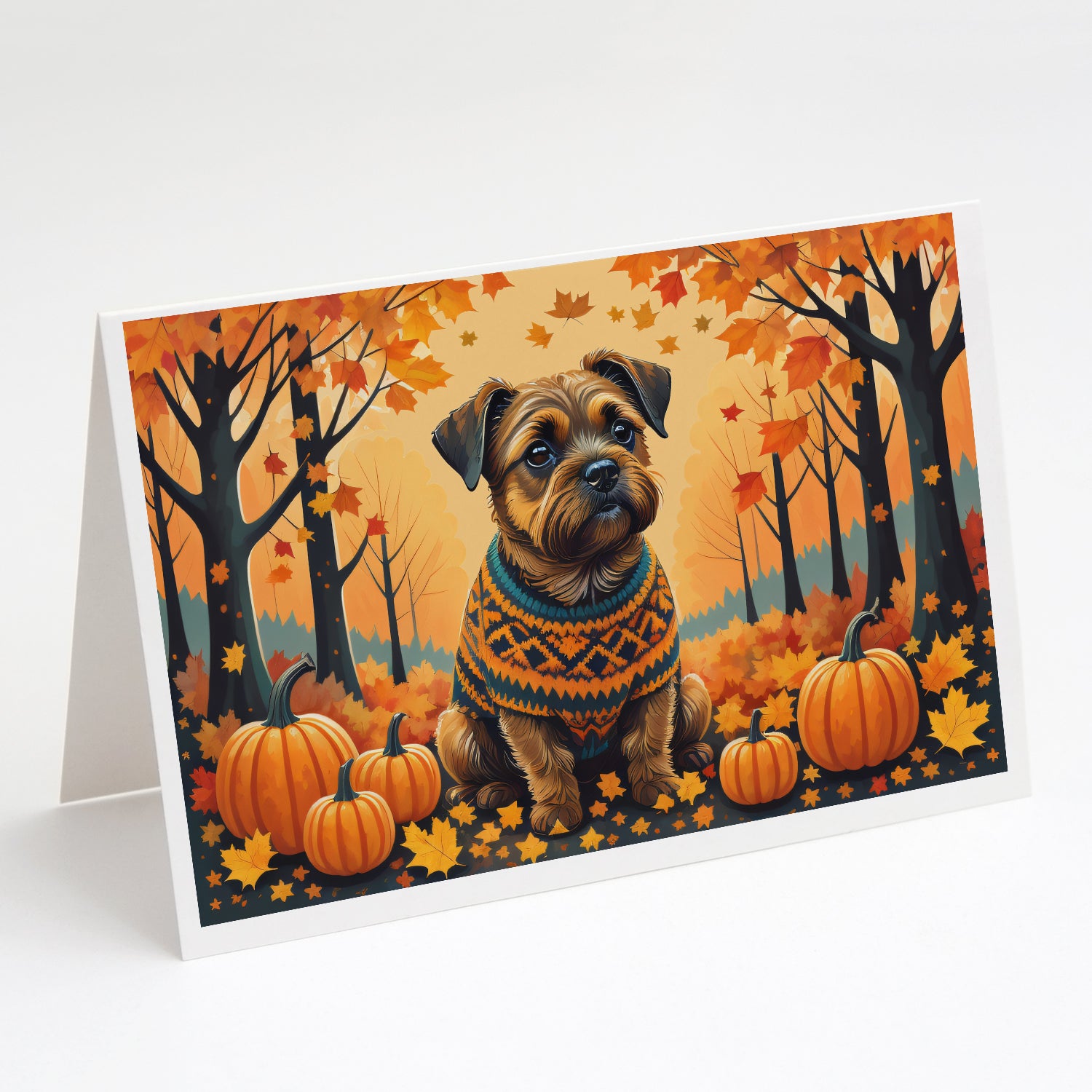Buy this Border Terrier Fall Greeting Cards and Envelopes Pack of 8