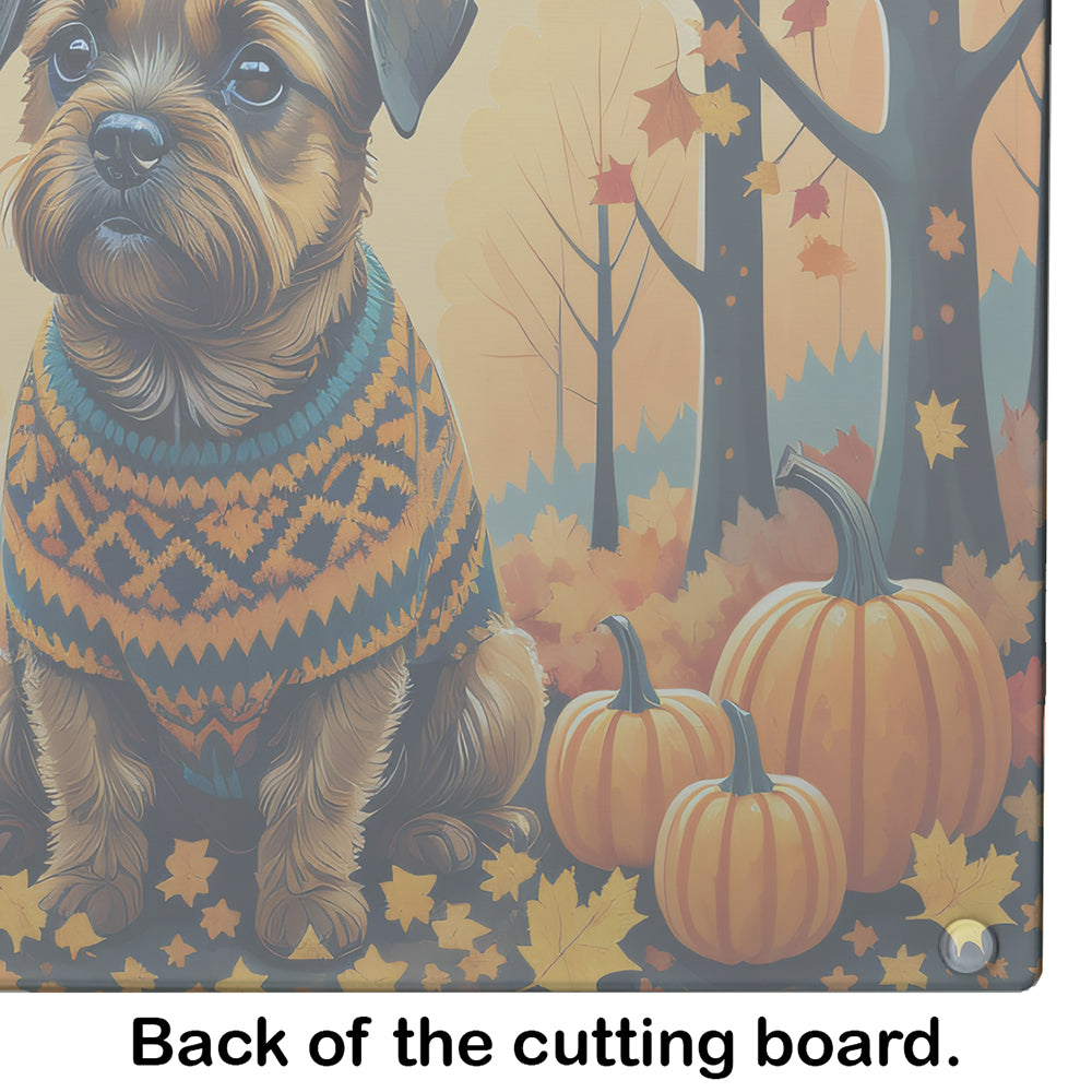 Border Terrier Fall Glass Cutting Board Large