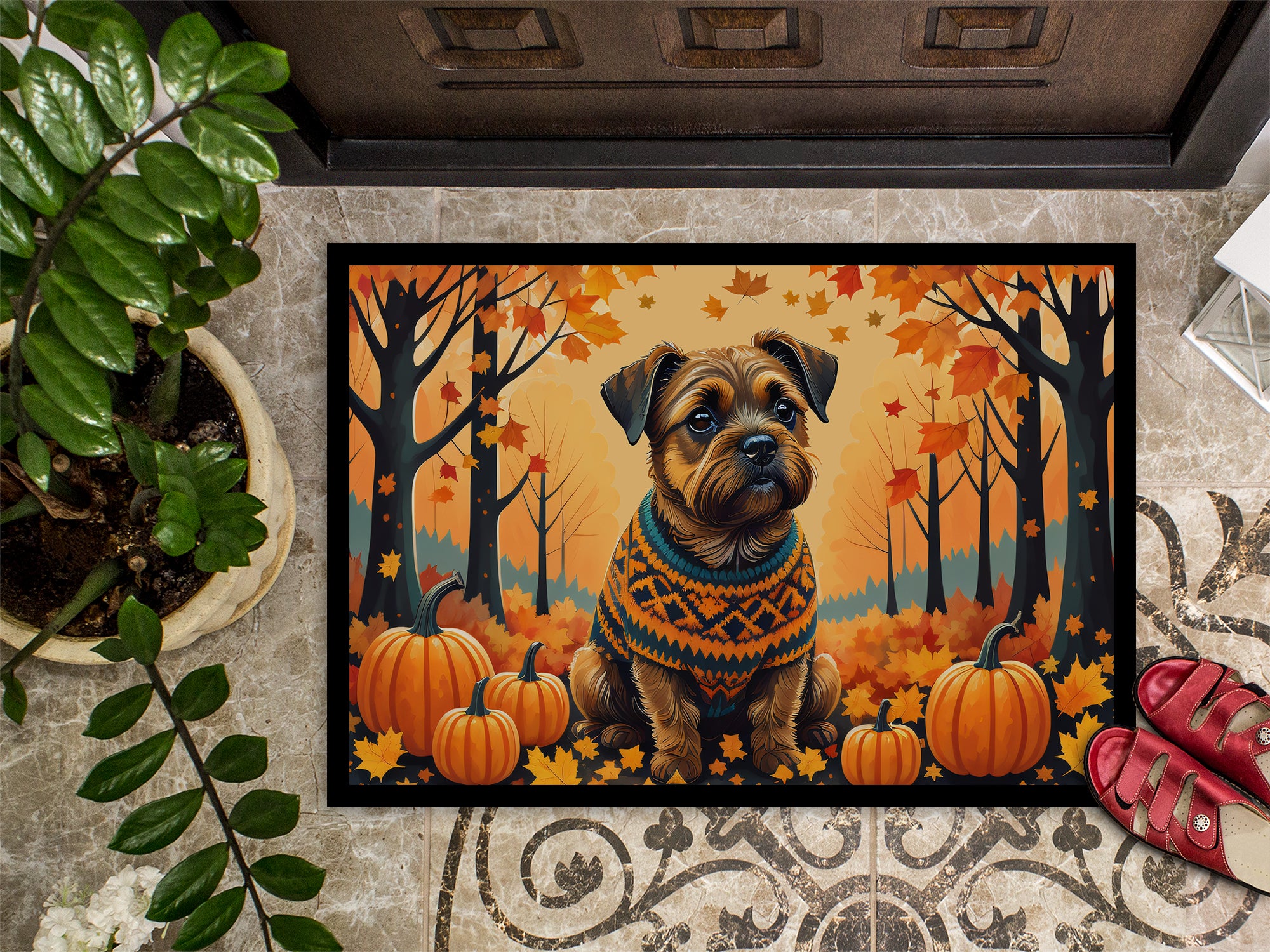 Border Terrier Fall Doormat 18x27