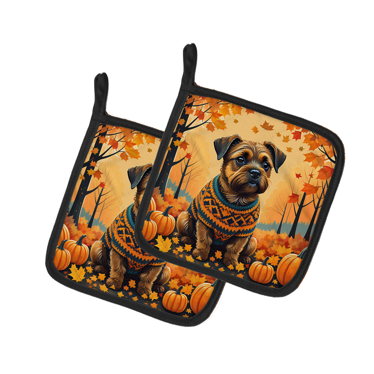Buy this Border Terrier Fall Pair of Pot Holders