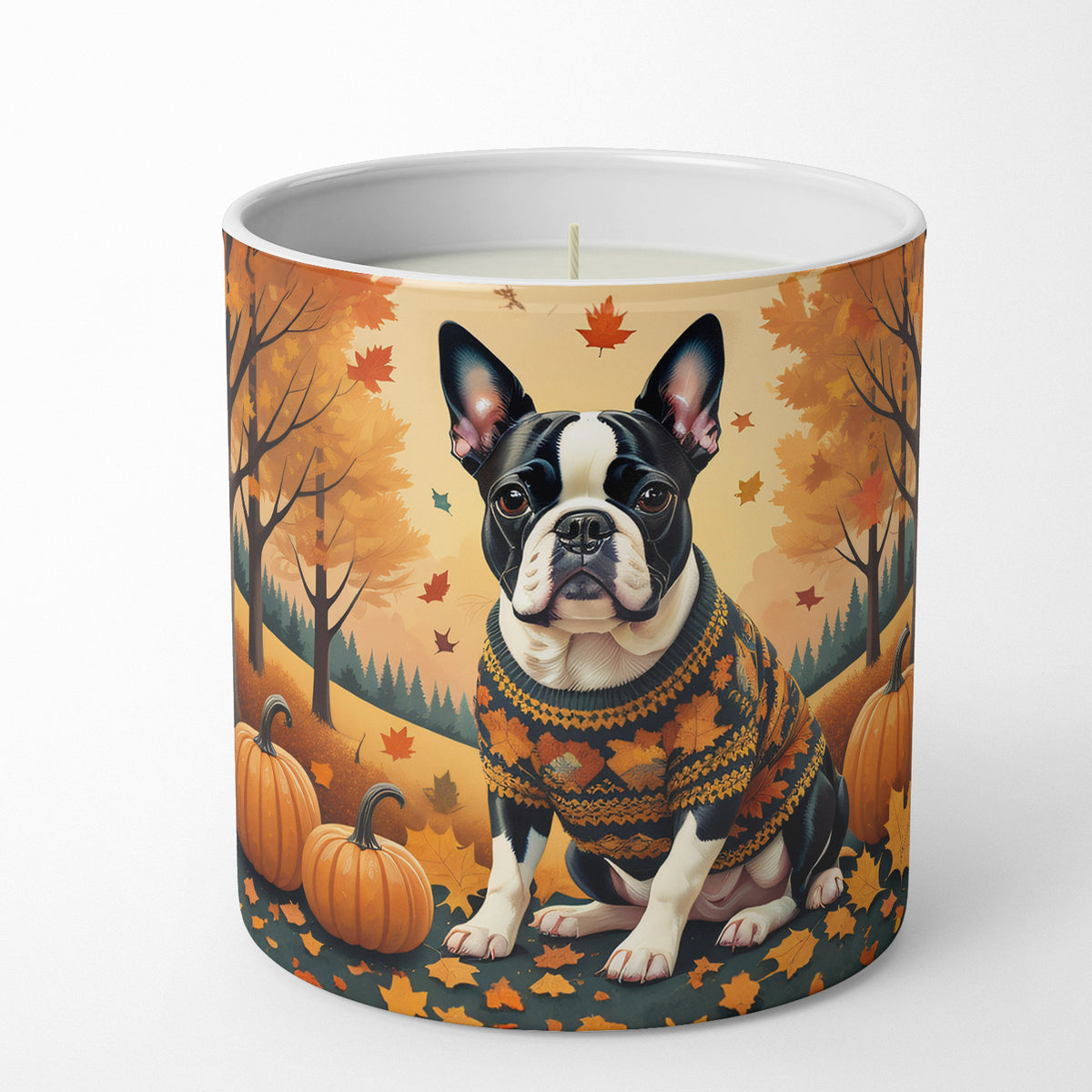 Buy this Boston Terrier Fall Decorative Soy Candle