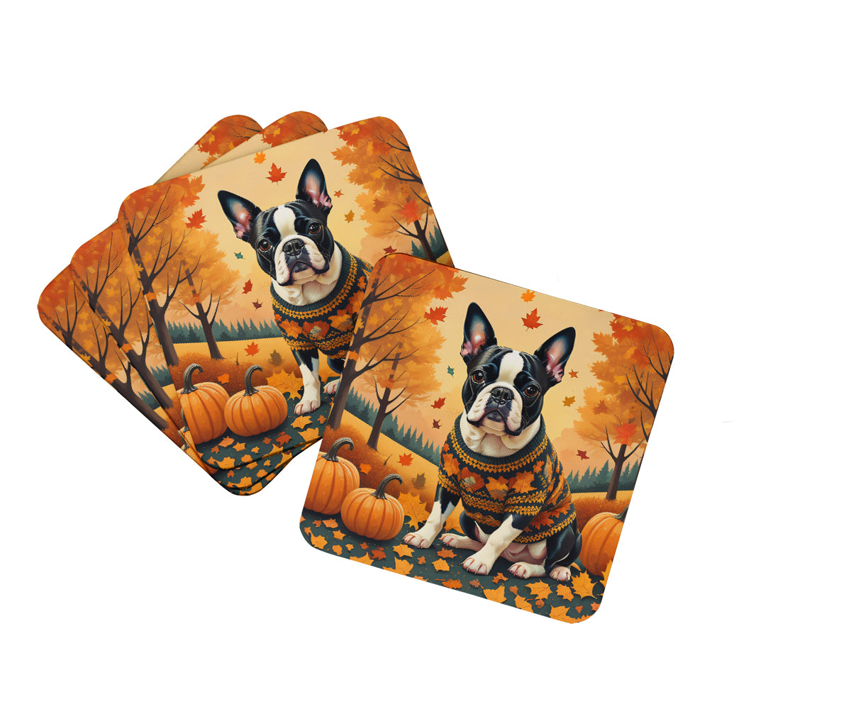 Buy this Boston Terrier Fall Foam Coaster Set of 4