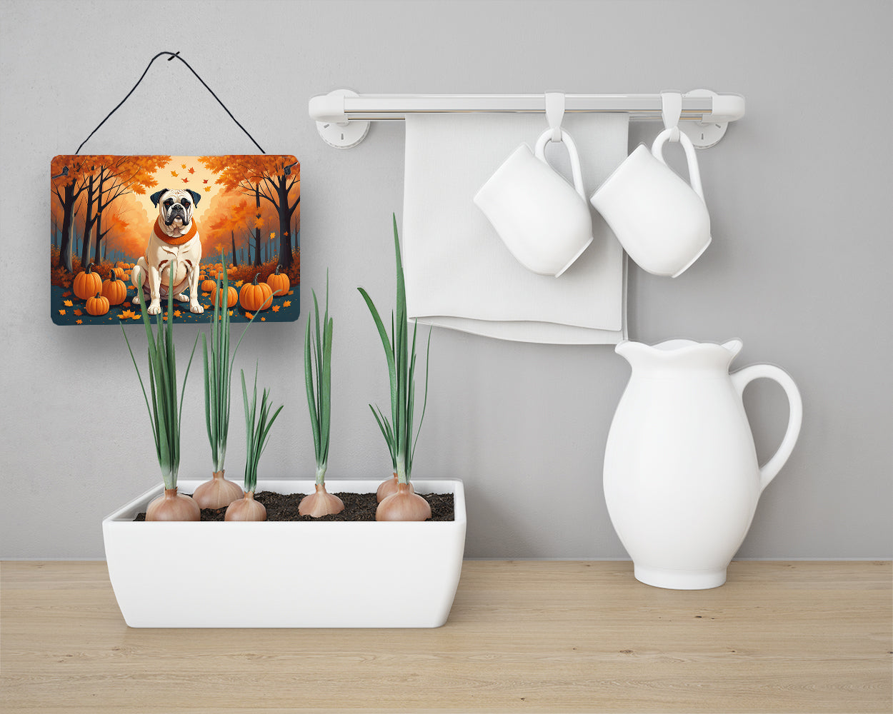 White Boxer Fall Wall or Door Hanging Prints