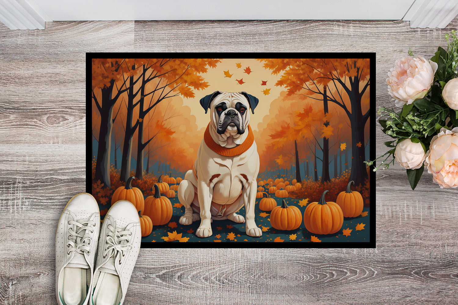Buy this White Boxer Fall Indoor or Outdoor Mat 24x36
