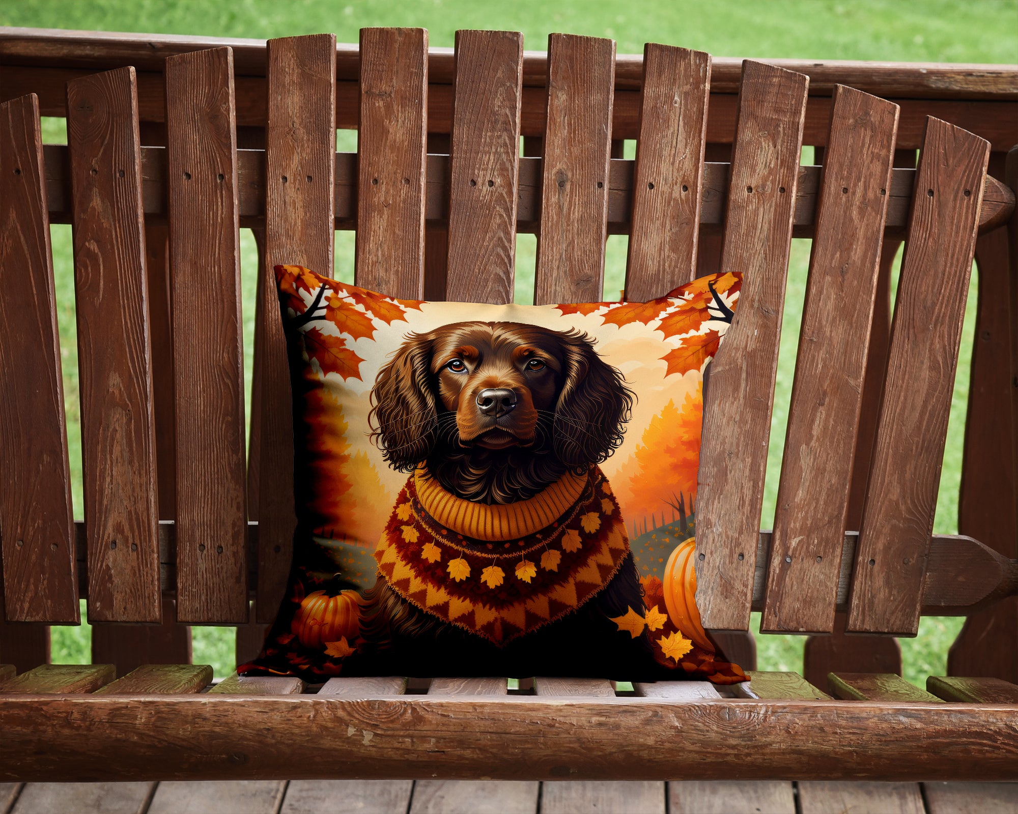 Buy this Boykin Spaniel Fall Fabric Decorative Pillow