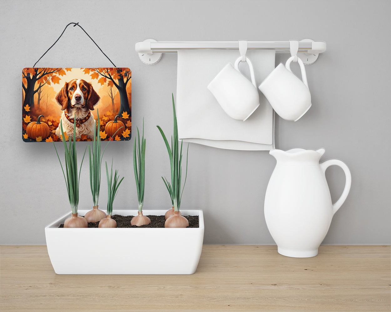 Brittany Spaniel Fall Wall or Door Hanging Prints