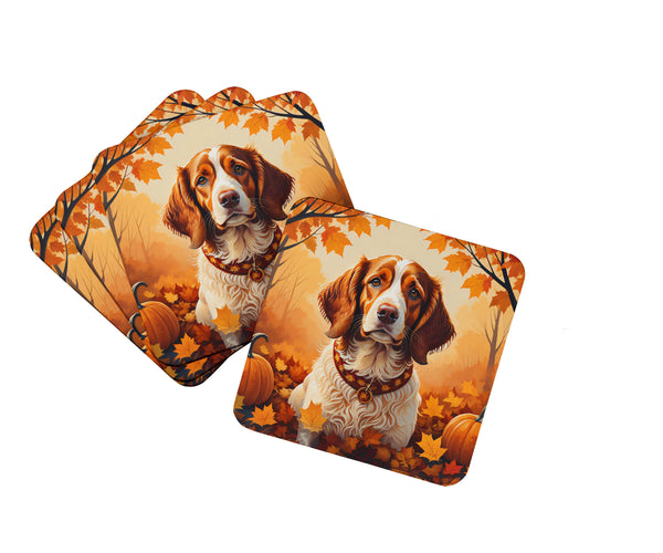 Buy this Brittany Spaniel Fall Foam Coaster Set of 4