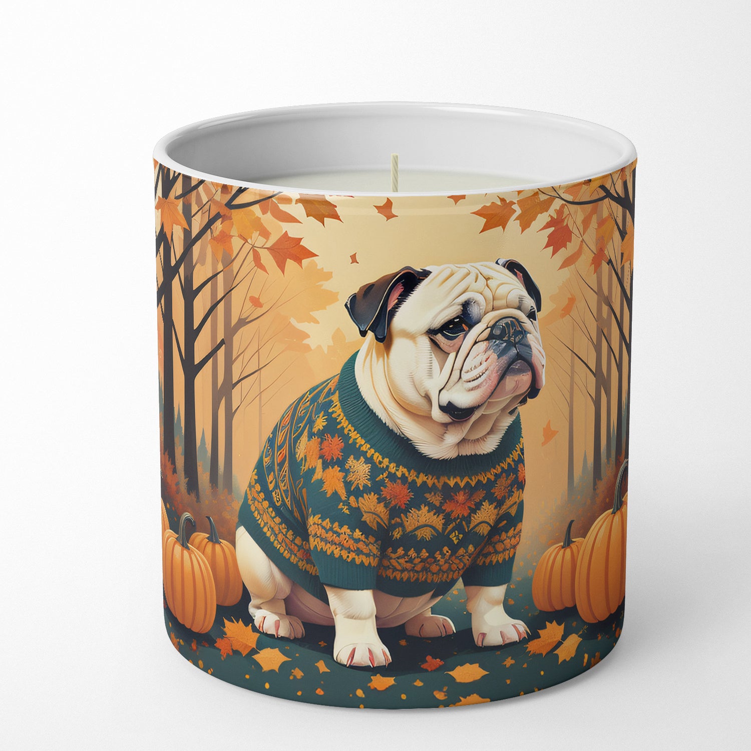 Buy this White English Bulldog Fall Decorative Soy Candle